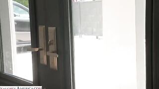 A thin guy managed to fuck brunette beauty in ass
