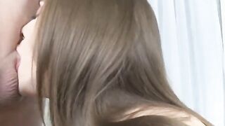A man has a sweet taste of dick from the cute girl