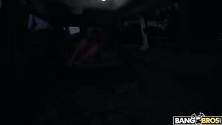 Big tit brunette pornstar Sabrina Deep's car striptease