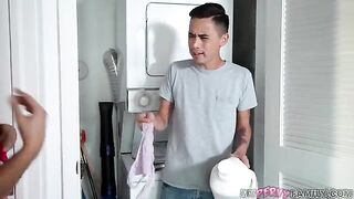 Hahaha… You’re sniffing my panties pervert! - Asian girl
