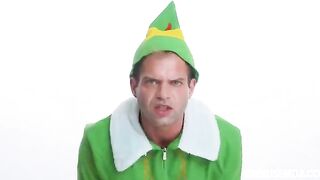 An elf comes in and the girl plays with him