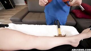 Sexual woman gets a rough massage and reaches a powerful orgasm