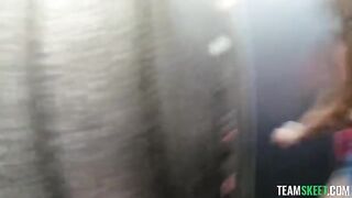 Letting it hang out while riding around with a cock in the mouth