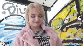 Blonde student agreed to fuck for money in the basement