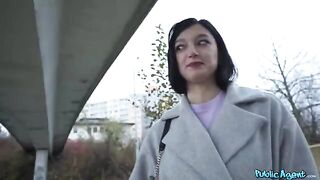A little quiet Russian brunette got fucked on the city streets