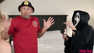 A hot group sex party with uninvited guests for young girls
