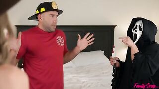 A hot group sex party with uninvited guests for young girls