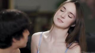 The girl is caressed by her lover in a sensual scene