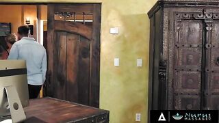 Brandi Love gets fucked by a dirty customer during a phone meeting, showcasing her signature MILF heat in a steamy Nurumassage scene