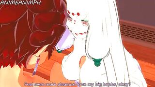 The Spider Demon, in the form of a woman, engages in passionate acts with Tanjiro Kamado
