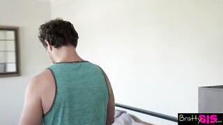 A step sister encourages her friend to get intimate with a guy