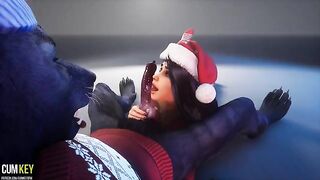 Beauty gets fucked by a wild werewolf on Christmas
