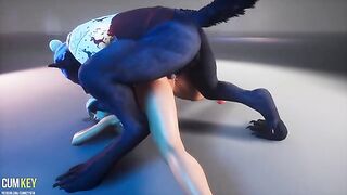 Beauty gets fucked by a wild werewolf on Christmas