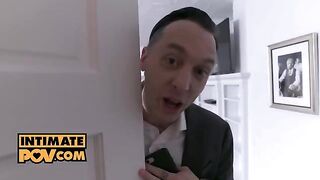 The lucky guy got a wedding surprise from his bride in an intimate POV scene