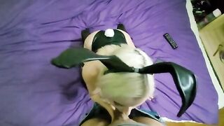 A bunny girl sucks a dick of her owner when he wants it