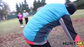 An adventurous chubby woman gets caught in a daring hunt for money