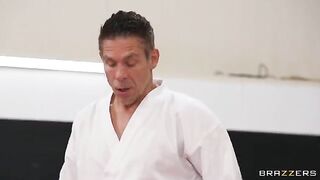 A girl gets fucked in an uncomfortable position, she groans and screams