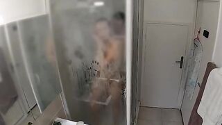 She didn't let him wash in peace, passionate shower sex