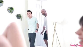 A young girl is having fun with a guy in an indecent way