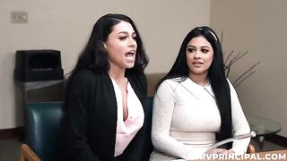 A girl is having fun with her girlfriend at her workplace