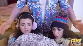 The little pussies of three girls got rather wet