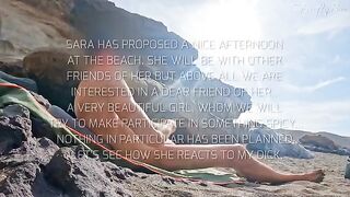 Two girls almost got caught while jerking off with a guy on the nude beach