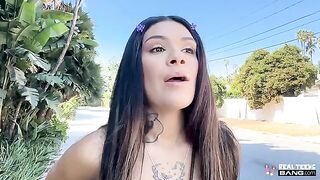 Her sweet pussy did not resist and gave in to the huge cock