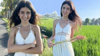 A sweet girl was picking rice and got wild with a stranger