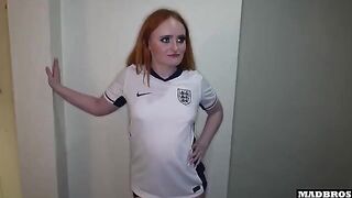 Redhead English fan lost a bet and got fucked in the ass