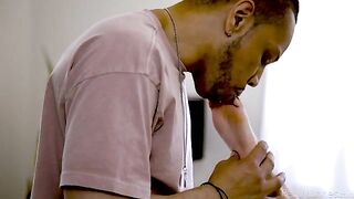A black man licks the pussy of her blonde mistress with passion