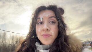 A man walked around the city with a load on his face in a daring stunt