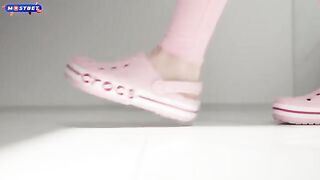 A beautiful girl has sex right in her suit