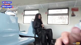 Public train jerk off ends with a blowjob from a stranger