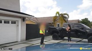 A girl was fucked in the garage by her boyfriend