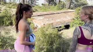 Horny hikers get fucked outdoors in the forest