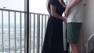 The continuation of a romantic meeting in a bedroom with bouncing boobs