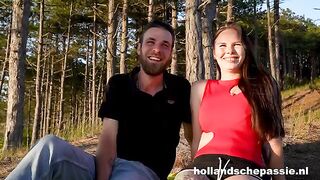 A girl wants to have sex very much in the forest