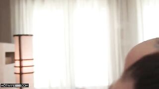 The man brought her to orgasm just in time, so she did not cum