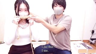 Rope bondage and vibrator sex with a cum shot finish