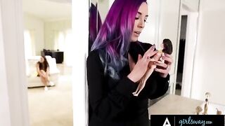 Babe Angela White fucks with a stacked witch in a colorful scene