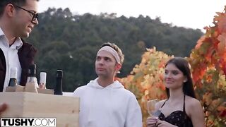 Stunning Stefany gets her tight asshole gapped by horny tour guides in TUSHY scene