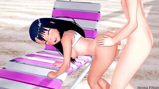 Nagatoro delivers a blowjob and creampie on the beach in this hot scene!