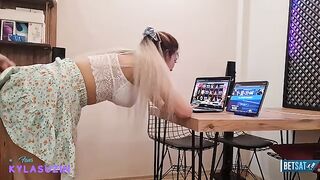 A beautiful blonde babe playing games with a fortune teller, things got out of hand