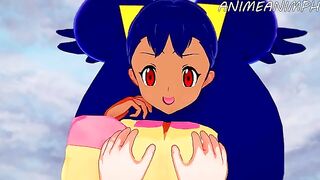 Iris, the Pokémon trainer, is having sex with a handsome boy