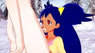 Iris, the Pokémon trainer, is having sex with a handsome boy