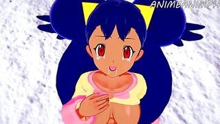 Iris, the Pokémon trainer, is having sex with a handsome boy