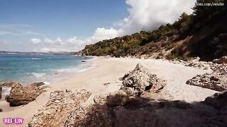 A sexy girl Reislin has sex on a nude beach with her boyfriend
