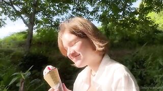 Don't lick the ice cream, suck my dick instead. A typical nympho behavior