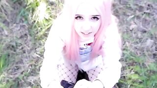 A beautiful girl with pink hair is always ready to suck cock