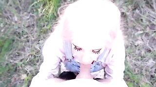 A beautiful girl with pink hair is always ready to suck cock